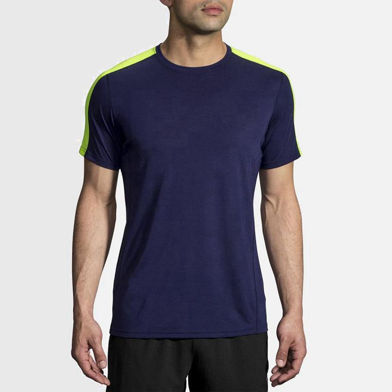 Brooks Distance Mens Short Sleeve Running Shirt - Blue - Philippines (185749LSA)